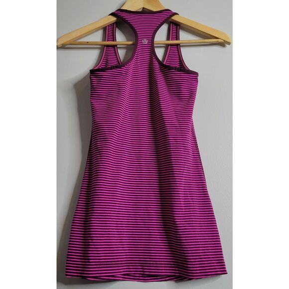 Lululemon Cool Racerback Tank Hyper Stripe Raspberry Glo Light / Plum 6/8? EUC - Picture 9 of 9